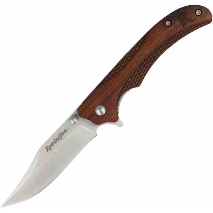 R15662 Couteau Remington Woodland Linerlock Lame Acier 440 Manche Bois Clip - Livraison Gratuite