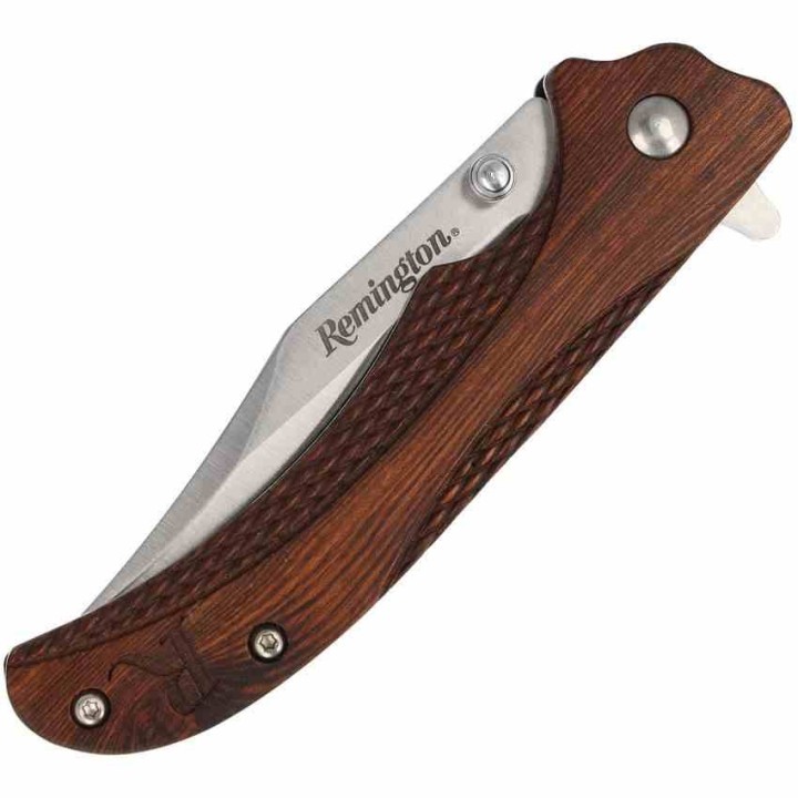 R15662 Couteau Remington Woodland Linerlock Lame Acier 440 Manche Bois Clip - Livraison Gratuite