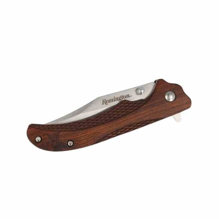 R15662 Couteau Remington Woodland Linerlock Lame Acier 440 Manche Bois Clip - Livraison Gratuite