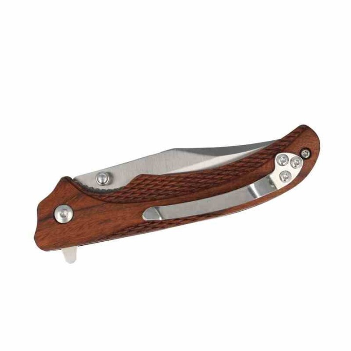 R15662 Couteau Remington Woodland Linerlock Lame Acier 440 Manche Bois Clip - Livraison Gratuite