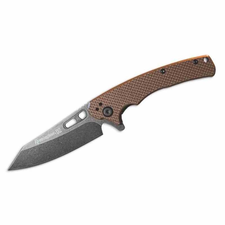 R15664 Couteau Remington EDC Brown Lame Acier D2 Manche G10 IKBS Linerlock Clip - Livraison Gratuite