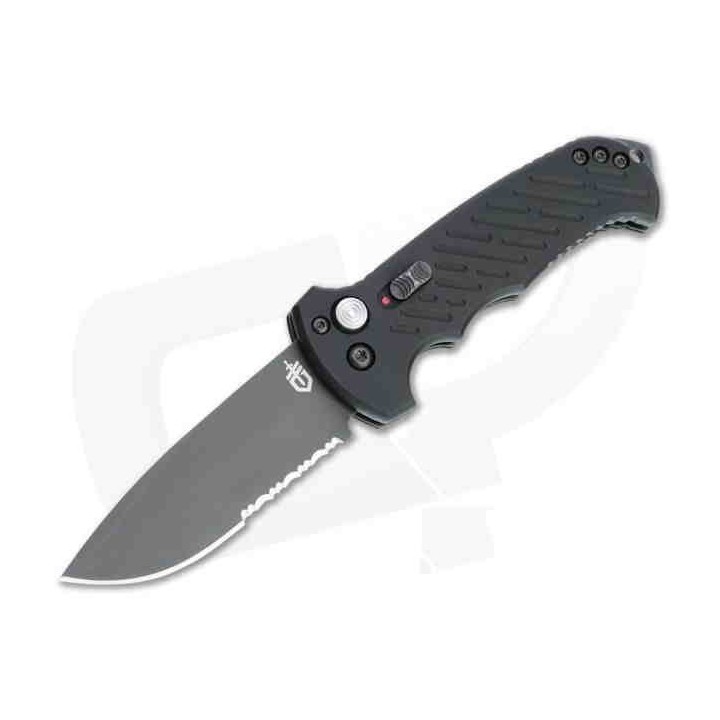 Couteau Automatique Gerber 06 Lame Drop Point Acier S30V Part Serr Manche Alu Button Lock Clip USA G0377 - Livraison Gratuite