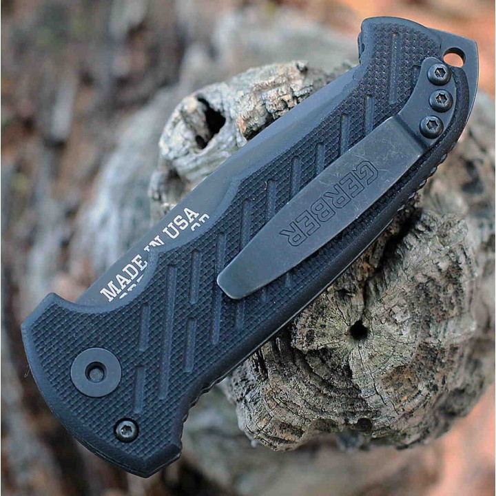 Couteau Automatique Gerber 06 Lame Tanto Acier S30V Manche G10 Button Lock Clip Made USA G1296 - Livraison Gratuite