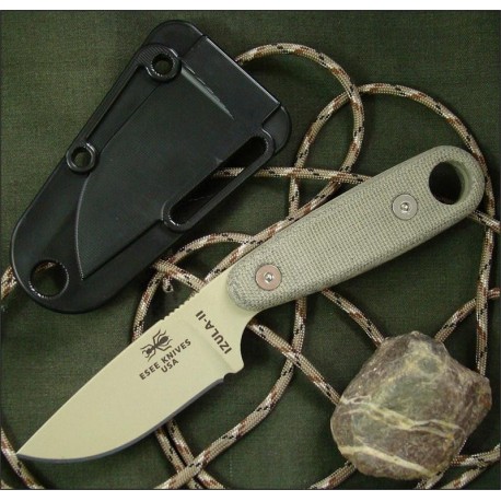 Couteau de Survie Izula II DT Version Desert Tan Carbone 1095 Manche Micarta ESEE Made In USA ESIZ2DT - Livraison Gratuite