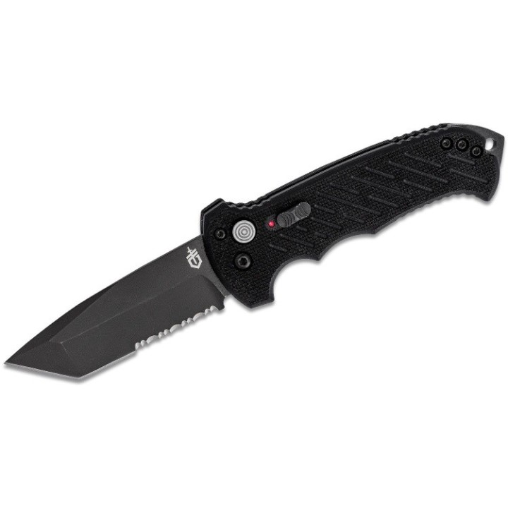 Couteau Automatique Gerber 06 Lame Tanto Acier S30V Part Serr Manche G10 Button Lock Clip Made USA G0193 - Livraison Gratuite