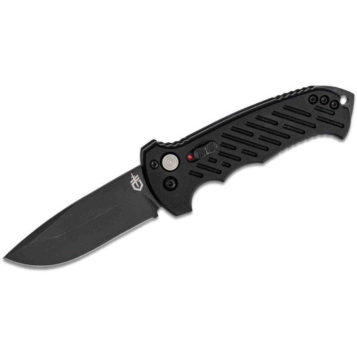 Couteau Automatique Gerber 06 Lame Drop Point Acier S30V Plain Manche Alu Button Lock Clip Made USA G1295 - Livraison Gratuite