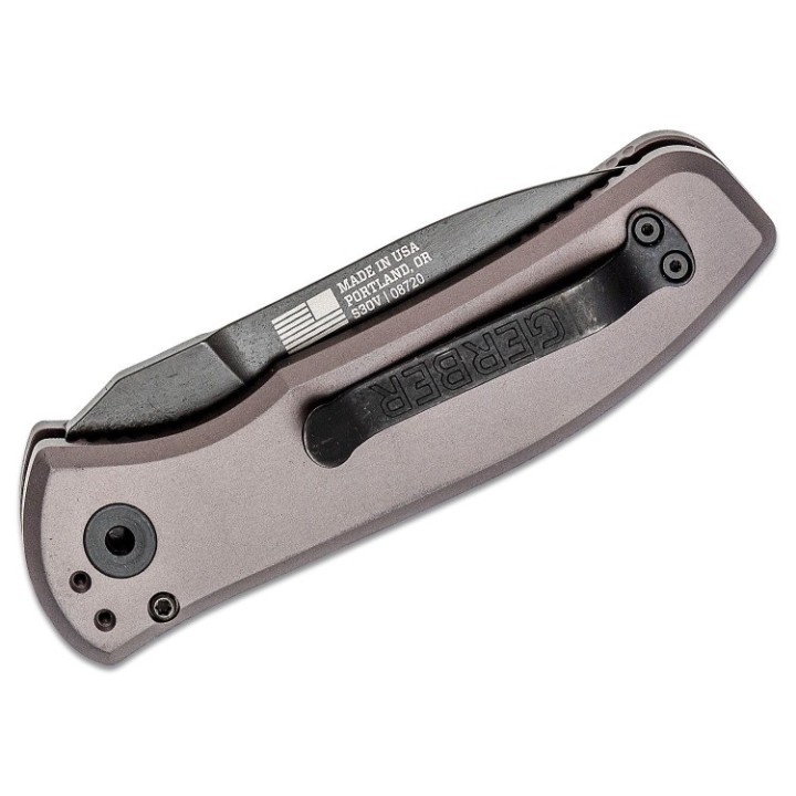 Couteau Gerber Empower Automatique Lame Acier S30V Manche Aluminium Plunge Lock Clip Made USA G1325 - Livraison Gratuite