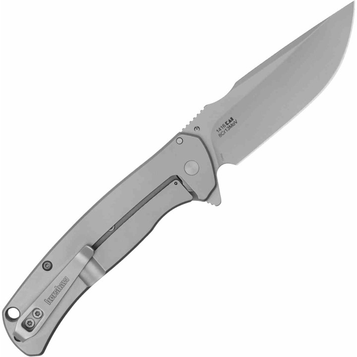 Couteau Kershaw Scour A/O Lame Acier 8Cr13MoV Drop Point Manche Acier Framelock Clip KS1416 - Livraison Gratuite