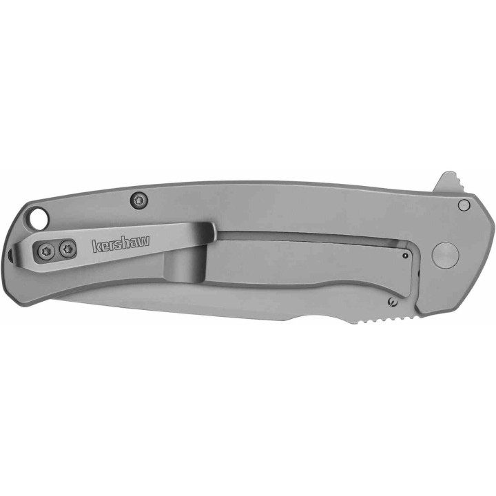 Couteau Kershaw Scour A/O Lame Acier 8Cr13MoV Drop Point Manche Acier Framelock Clip KS1416 - Livraison Gratuite
