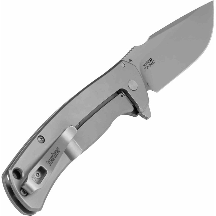 Couteau Kershaw Scour A/O Lame Acier 8Cr13MoV Drop Point Manche Acier Framelock Clip KS1416 - Livraison Gratuite