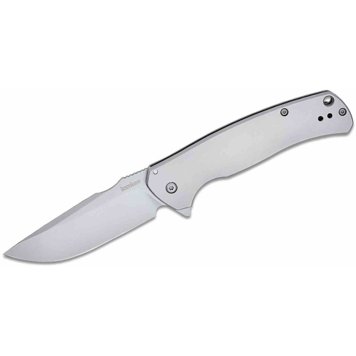 Couteau Kershaw Scour A/O Lame Acier 8Cr13MoV Drop Point Manche Acier Framelock Clip KS1416 - Livraison Gratuite