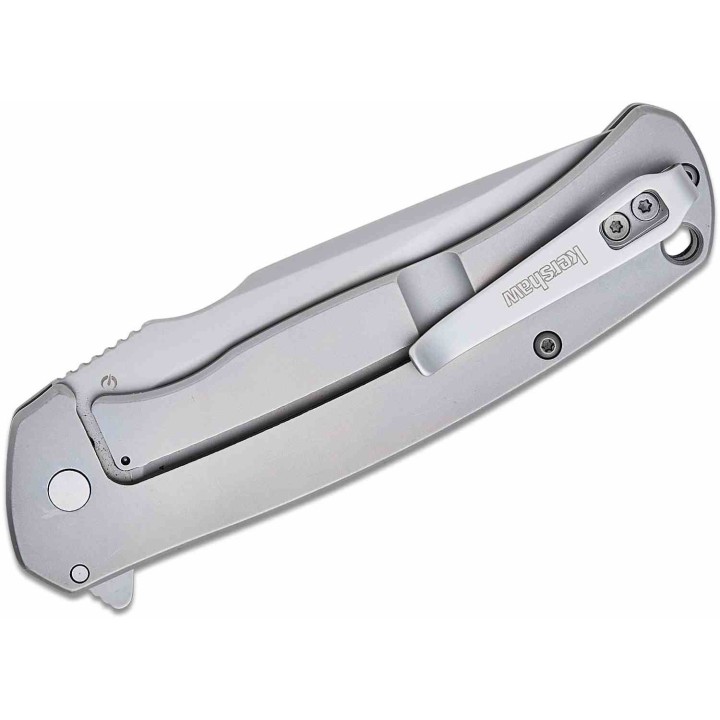 Couteau Kershaw Scour A/O Lame Acier 8Cr13MoV Drop Point Manche Acier Framelock Clip KS1416 - Livraison Gratuite