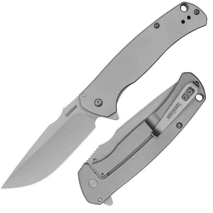 Couteau Kershaw Scour A/O Lame Acier 8Cr13MoV Drop Point Manche Acier Framelock Clip KS1416 - Livraison Gratuite