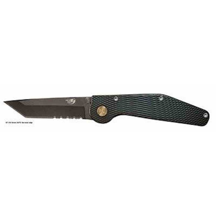 Couteau Automatique GT Knives Tanto Combo Edge Lame Acier ATS-34 Manche Aluminium Green Clip Made USA GT312 - Livraison Gratuite