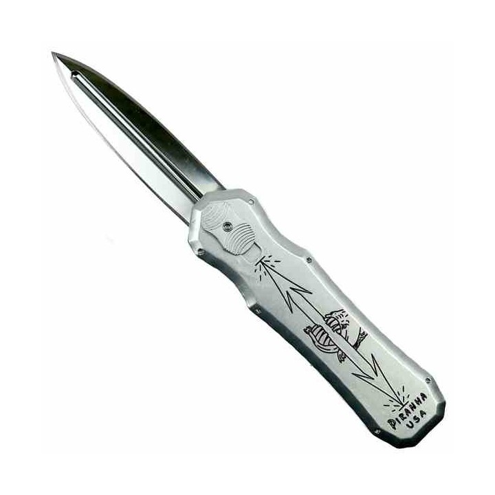 PKCP8S Couteau Piranha Silver Excalibur OTF Automatique Lame Acier 154CM Manche Aluminium USA - Livraison Gratuite