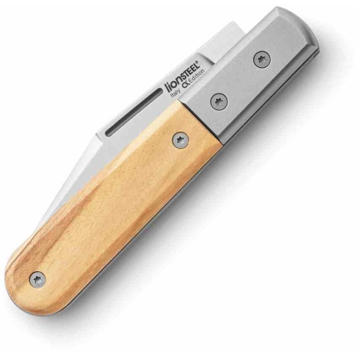 Couteau LionSteel Shuffler Barlow Olive Lame Acier M390 Manche Bois/Titane Slipjoint Made Italy LSTCK0112UL - Livraison Gratuite