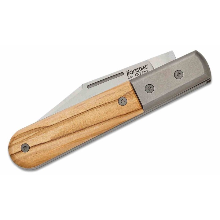 Couteau LionSteel Shuffler Barlow Olive Lame Acier M390 Manche Bois/Titane Slipjoint Made Italy LSTCK0112UL - Livraison Gratuite