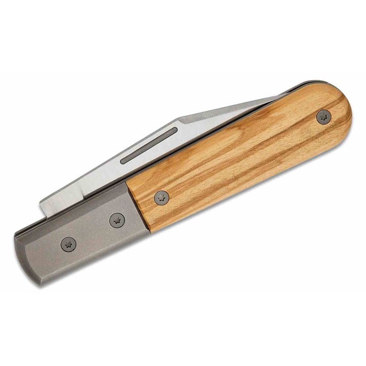 Couteau LionSteel Shuffler Barlow Olive Lame Acier M390 Manche Bois/Titane Slipjoint Made Italy LSTCK0112UL - Livraison Gratuite