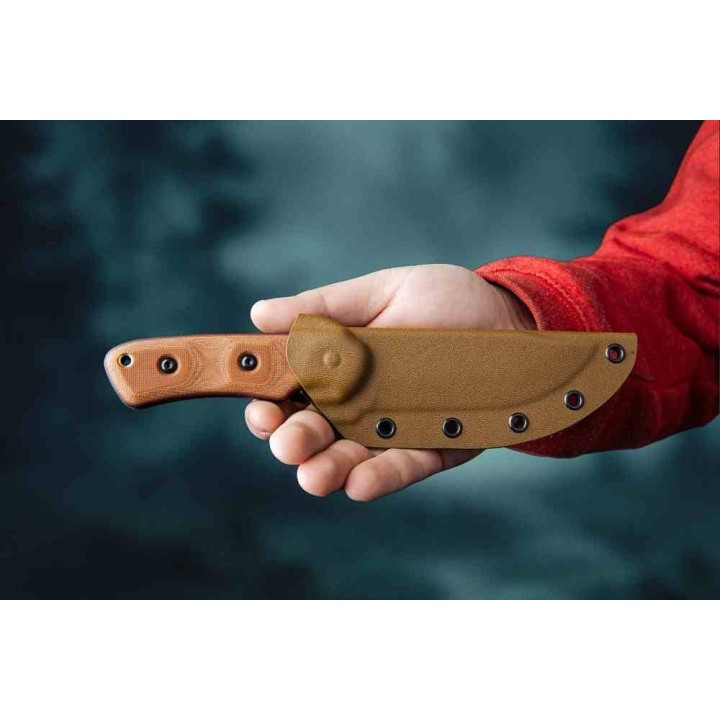 Couteau Tops Shadow Hunter Tan Manche Micarta Lame Acier Carbone 1095 Etui Kydex USA TPSWHR01 - Livraison Gratuite