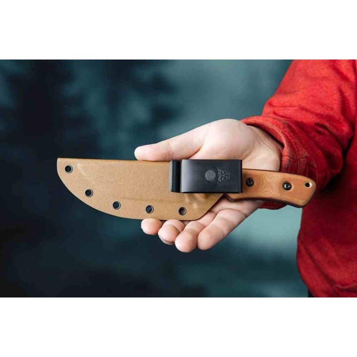 Couteau Tops Shadow Hunter Tan Manche Micarta Lame Acier Carbone 1095 Etui Kydex USA TPSWHR01 - Livraison Gratuite