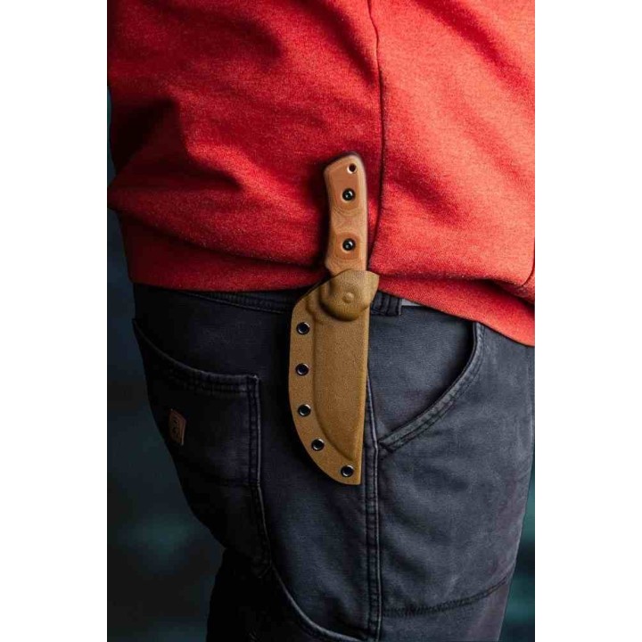 Couteau Tops Shadow Hunter Tan Manche Micarta Lame Acier Carbone 1095 Etui Kydex USA TPSWHR01 - Livraison Gratuite