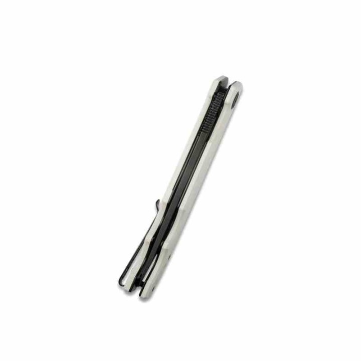 Couteau Kubey Pylades Ivory Manche G10 Lame Acier AUS-10 Blackwash IKBS Linerlock Clip KUB253D - Livraison Gratuite