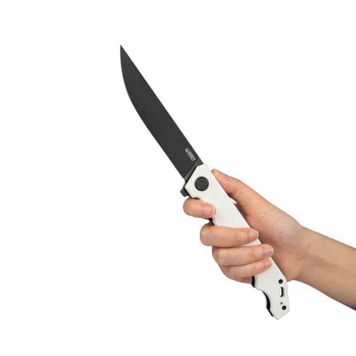 Couteau Kubey Pylades Ivory Manche G10 Lame Acier AUS-10 Blackwash IKBS Linerlock Clip KUB253D - Livraison Gratuite