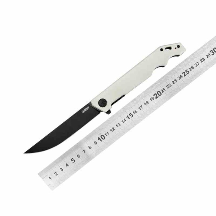 Couteau Kubey Pylades Ivory Manche G10 Lame Acier AUS-10 Blackwash IKBS Linerlock Clip KUB253D - Livraison Gratuite