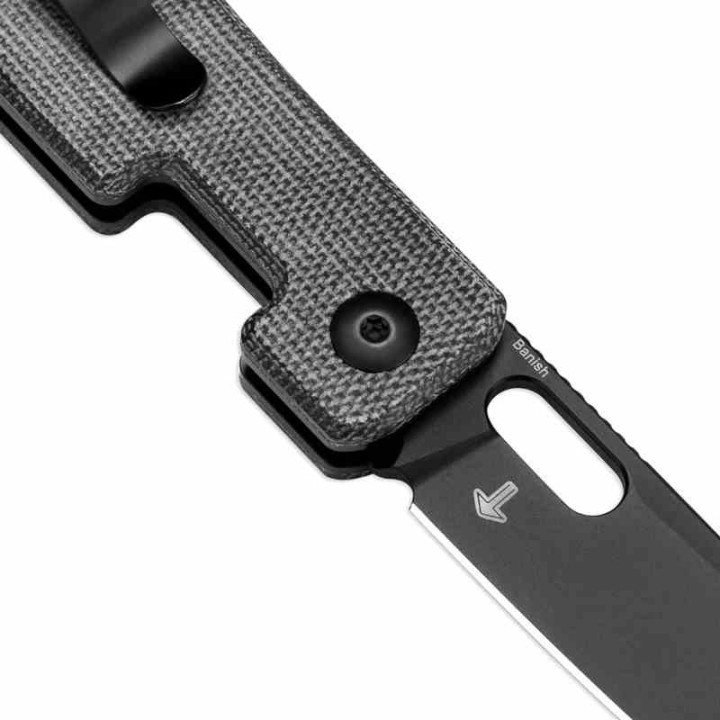 Couteau Kizer Banish Black Lame Acier 154CM Sheepsfoot Manche Micarta IKBS Button Lock Clip KIV2676C1 - Livraison Gratuite