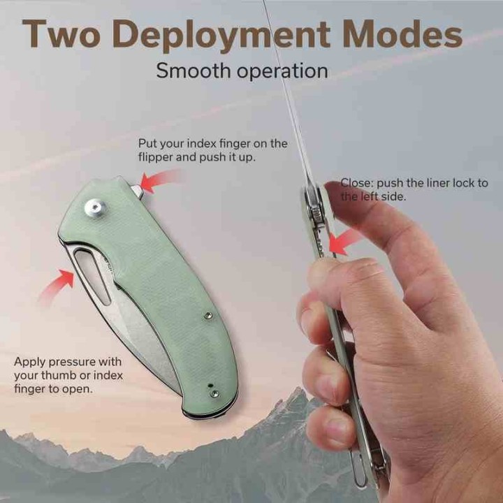 Couteau Sencut Phantara Jade Manche G10 Lame Acier 9Cr18MoV SW Drop Point IKBS Linerlock Clip S230142 - Livraison Gratuite