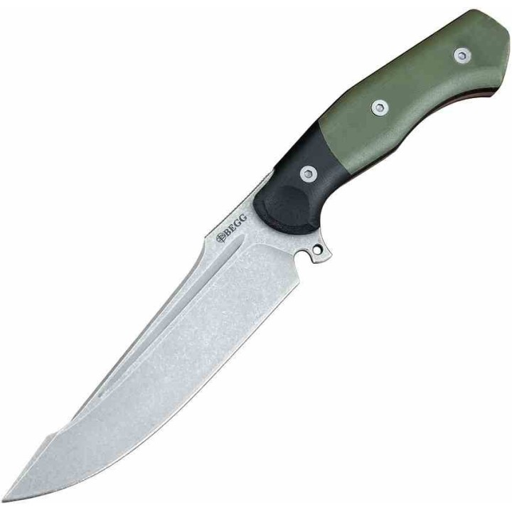 Couteau Tactical Begg Knives Alligator Black/Green Manche G10 Lame Acier 14C28N Etui Kydex BG050 - Livraison Gratuite