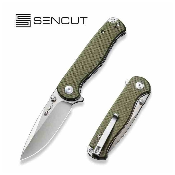 Couteau Sencut Errant OD Green Manche G10 Lame Acier 9Cr18MoV Satin IKBS Linerlock Clip S23054B2 - Livraison Gratuite