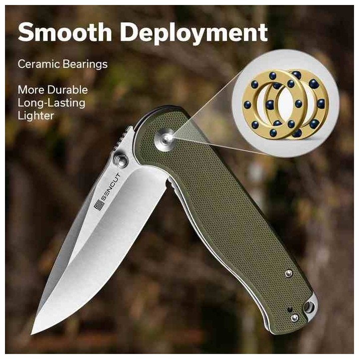 Couteau Sencut Errant OD Green Manche G10 Lame Acier 9Cr18MoV Satin IKBS Linerlock Clip S23054B2 - Livraison Gratuite