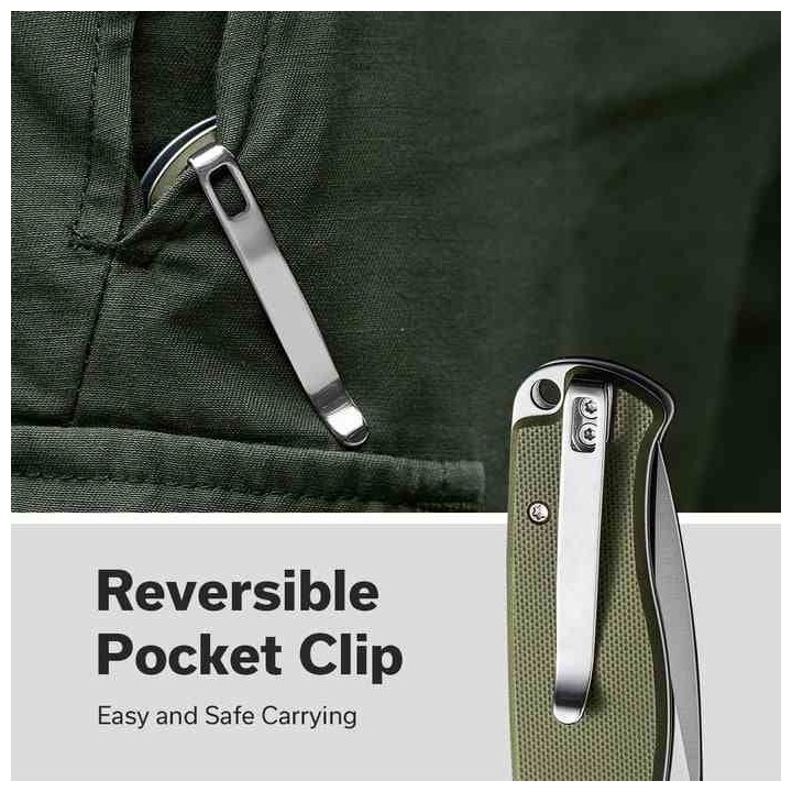 Couteau Sencut Errant OD Green Manche G10 Lame Acier 9Cr18MoV Satin IKBS Linerlock Clip S23054B2 - Livraison Gratuite