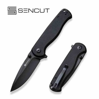 Couteau Sencut Errant Black Manche G10 Lame Acier 9Cr18MoV Blackwash IKBS Linerlock Clip S23054B1 - Livraison Gratuite