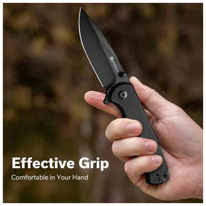 Couteau Sencut Errant Black Manche G10 Lame Acier 9Cr18MoV Blackwash IKBS Linerlock Clip S23054B1 - Livraison Gratuite
