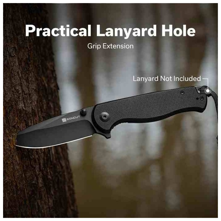 Couteau Sencut Errant Black Manche G10 Lame Acier 9Cr18MoV Blackwash IKBS Linerlock Clip S23054B1 - Livraison Gratuite