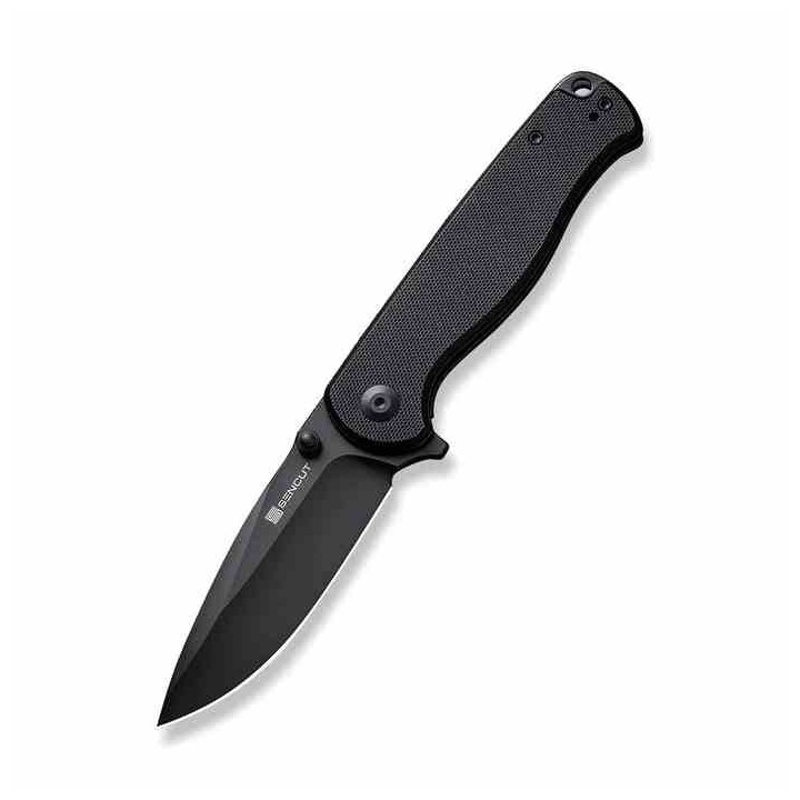 Couteau Sencut Errant Black Manche G10 Lame Acier 9Cr18MoV Blackwash IKBS Linerlock Clip S23054B1 - Livraison Gratuite