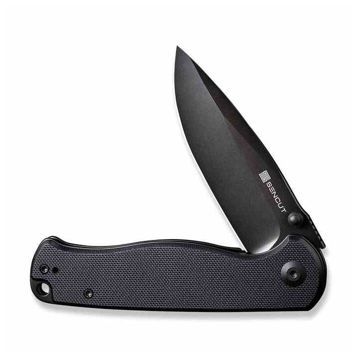 Couteau Sencut Errant Black Manche G10 Lame Acier 9Cr18MoV Blackwash IKBS Linerlock Clip S23054B1 - Livraison Gratuite