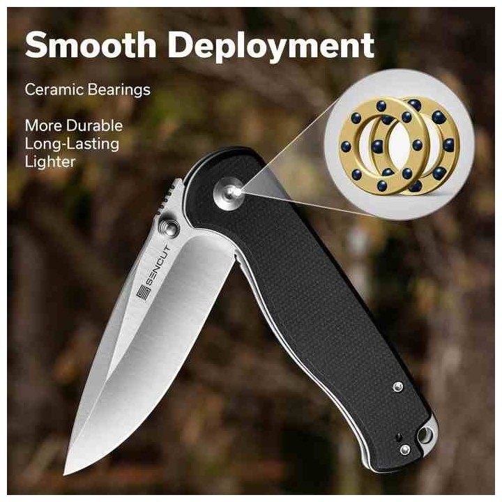 Couteau Sencut Errant Black Manche Micarta Lame Acier 9Cr18MoV Satin IKBS Linerlock Clip S23054B3 - Livraison Gratuite