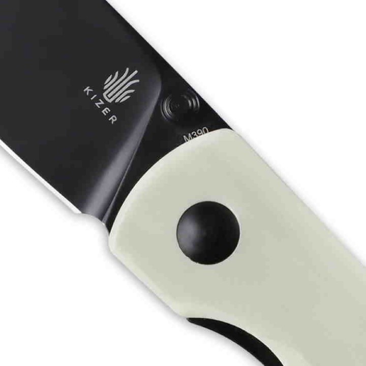 Couteau Kizer Yorkie White Lame Acier M390 Manche G10 IKBS Linerlock Clip KI3525S2 - Livraison Gratuite