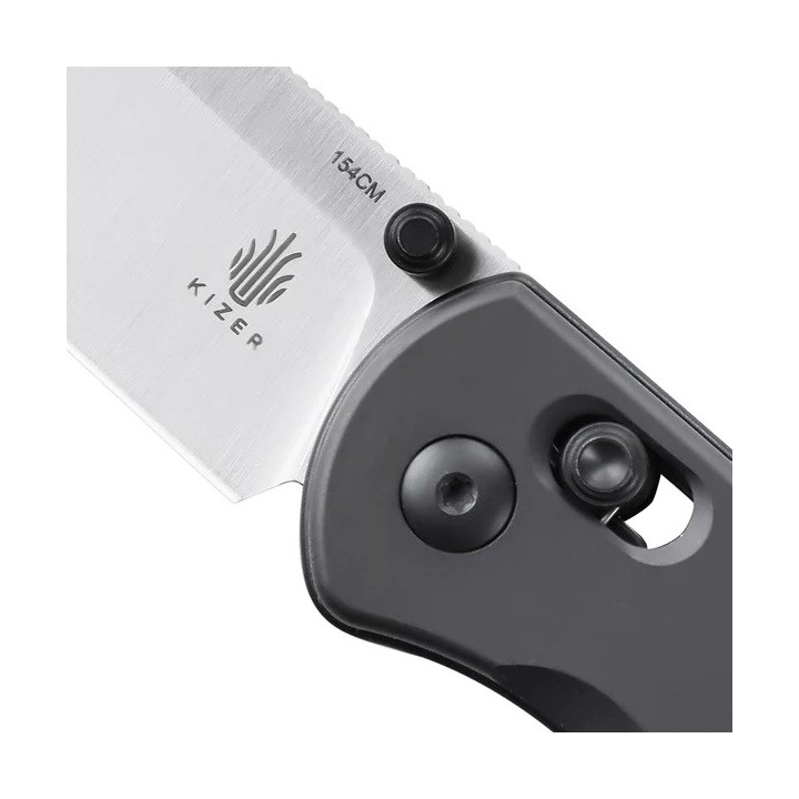 Couteau Kizer Drop Bear Gunmetal Manche Aluminium Lame Acier 154CM IKBS Clutch Lock Clip KIV3619C1 - Livraison Gratuite