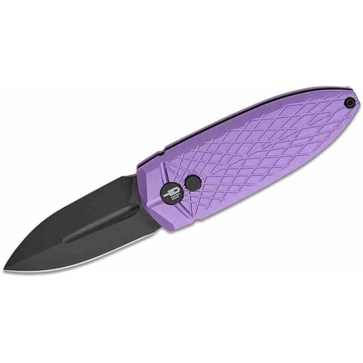 Couteau Bestech Ququ Purple Lame Acier 14C28N Black Manche Aluminium Button Lock IKBS Clip BTKG57A4 - Livraison Gratuite