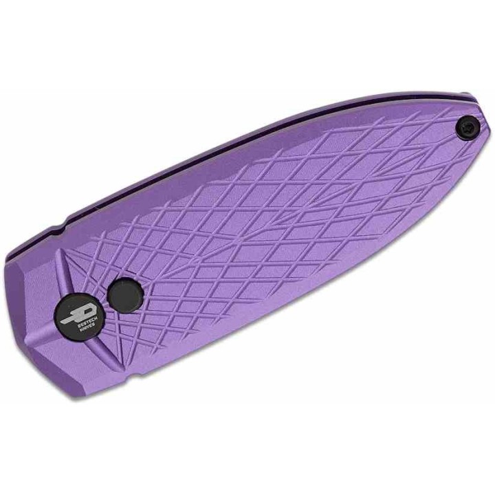 Couteau Bestech Ququ Purple Lame Acier 14C28N Black Manche Aluminium Button Lock IKBS Clip BTKG57A4 - Livraison Gratuite