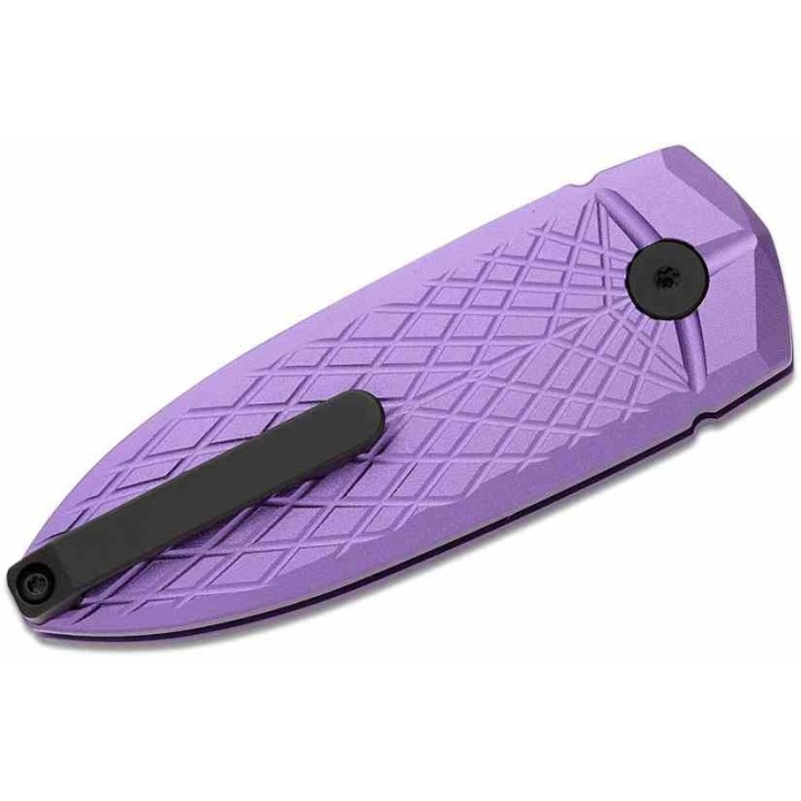 Couteau Bestech Ququ Purple Lame Acier 14C28N Black Manche Aluminium Button Lock IKBS Clip BTKG57A4 - Livraison Gratuite