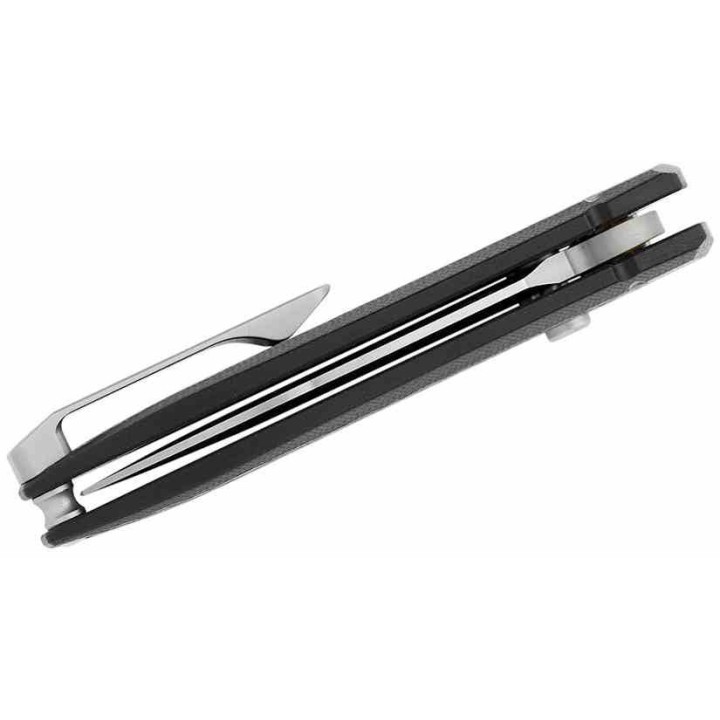 Couteau Bestech Ququ Black Lame Acier 14C28N Satin Manche Aluminium Button Lock IKBS Clip BTKG57A1 - Livraison Gratuite