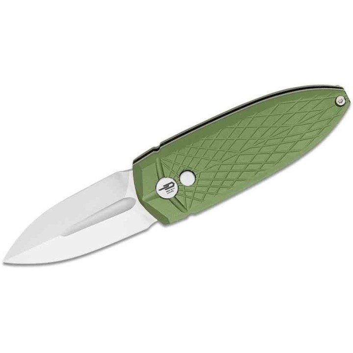 Couteau Bestech Ququ Green Lame Acier 14C28N Satin Manche Aluminium Button Lock IKBS Clip BTKG57B2 - Livraison Gratuite