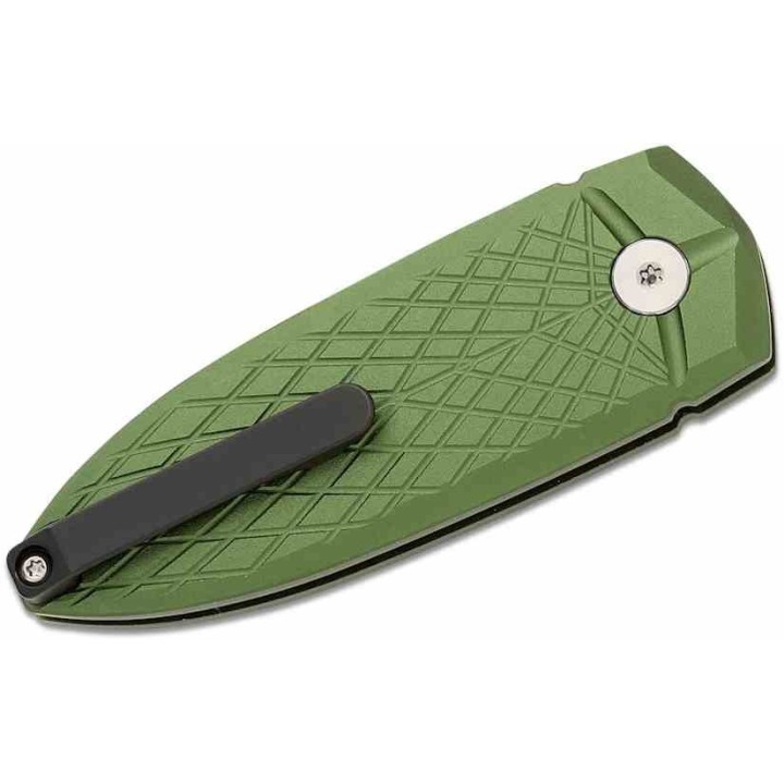Couteau Bestech Ququ Green Lame Acier 14C28N Satin Manche Aluminium Button Lock IKBS Clip BTKG57B2 - Livraison Gratuite