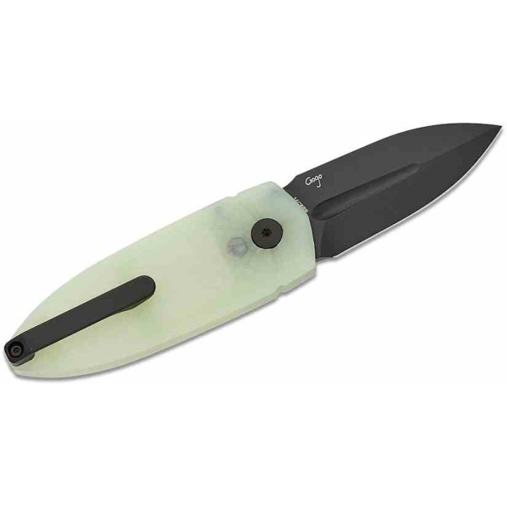 Couteau Bestech Ququ Jade Lame Acier 14C28N Black DLC Manche G10 Button Lock IKBS Clip BTKG57A6 - Livraison Gratuite