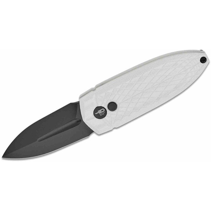 Couteau Bestech Ququ White Lame Acier 14C28N Black DLC Manche G10 Button Lock IKBS Clip BTKG57A5 - Livraison Gratuite